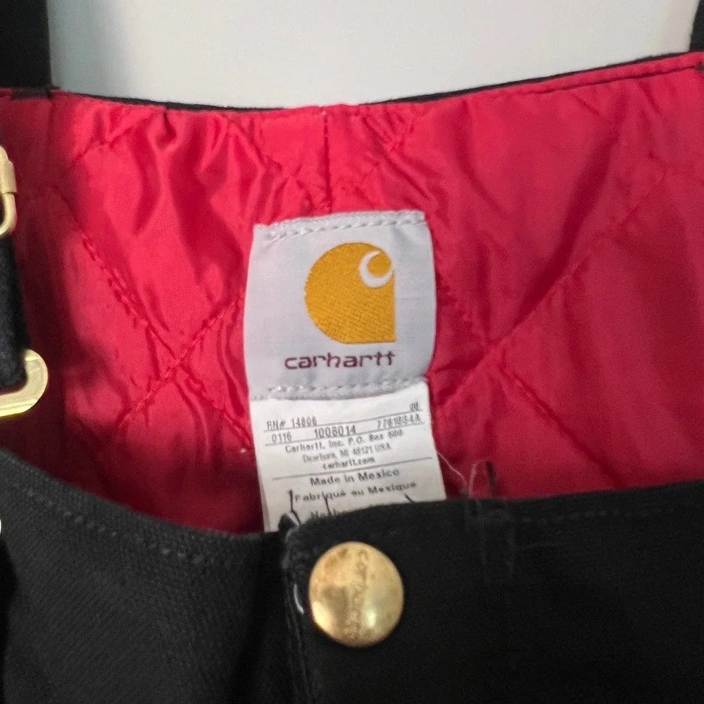 Carhartt Bib Overalls Mens 34x34 Black R38 Quilt Lined Duck Canvas Workwear Gorp